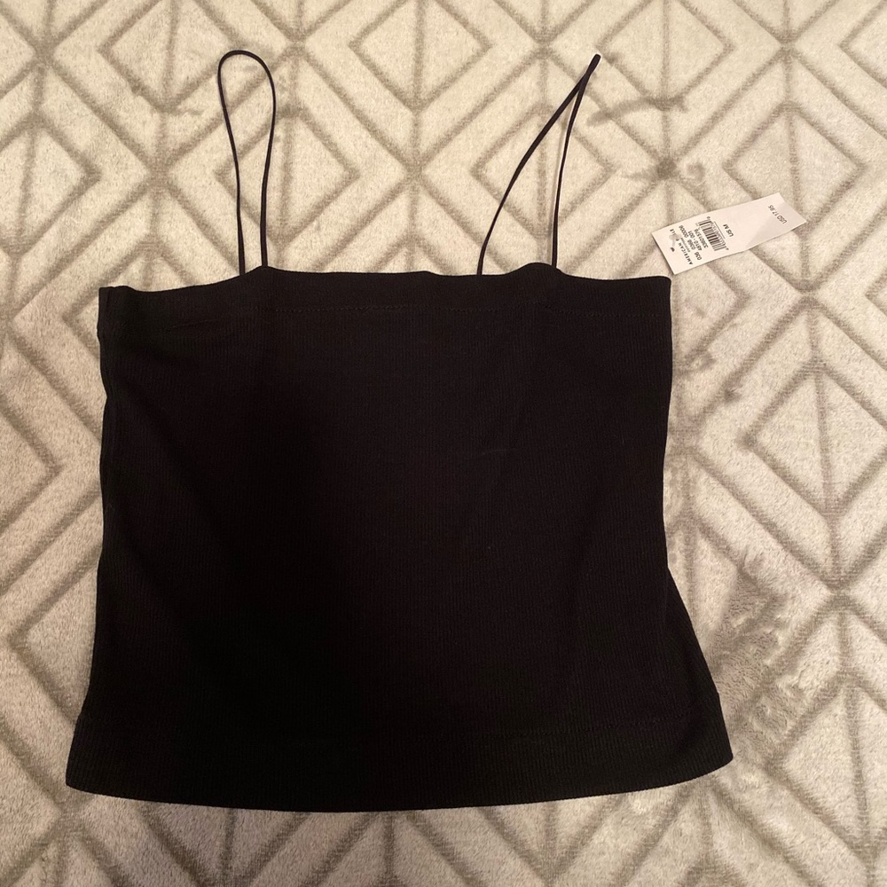 Black spaghetti strap tube top straight neck